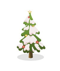 christmas tree isolated on white, vector illustration