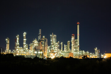 Fototapeta na wymiar Oil​ refinery​ and​ plant and tower of Petrochemistry industry in oil​ and​ gas​
