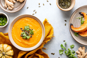 Ginger and pumpkin vegetarian soup