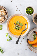 Ginger and pumpkin vegetarian soup
