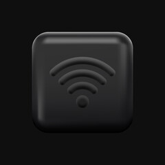 Simple Black WiFi Icon. Dark Square Element. Vector illustration