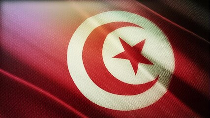 Tunisia flag is waving 3D animation. Tunisia flag waving in the wind. National flag of Tunisia. flag seamless loop animation.