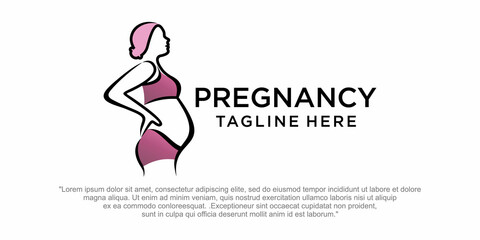 Beautiful pregnant profile mother . Woman vector illustration.