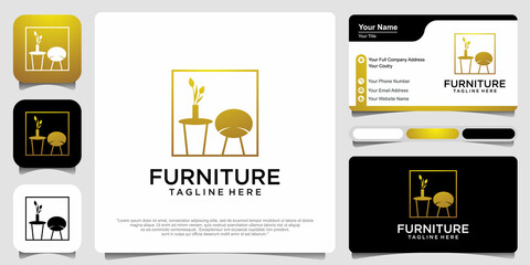 Interior room, furniture gallery logo design