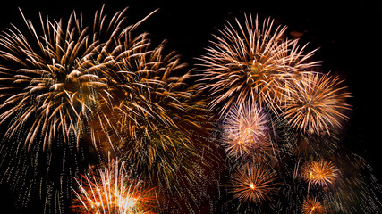 Brightly colourful firework in the night sky - Abstract holiday background
