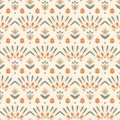 Wall murals Pastel Hand drawn vintage seamless pattern in pastel colors. Vector background with abstract flowers.