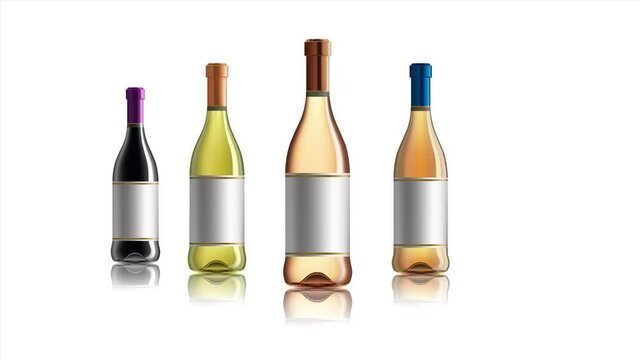 Wine bottle animation for advertising. Seamless loop 4k video
