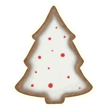 Christmas gingerbread cookies painting, new year 