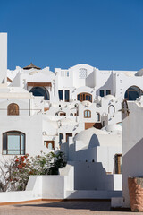 White wall buildings and stairs on the street in resort town Sharm El Sheikh, Egypt