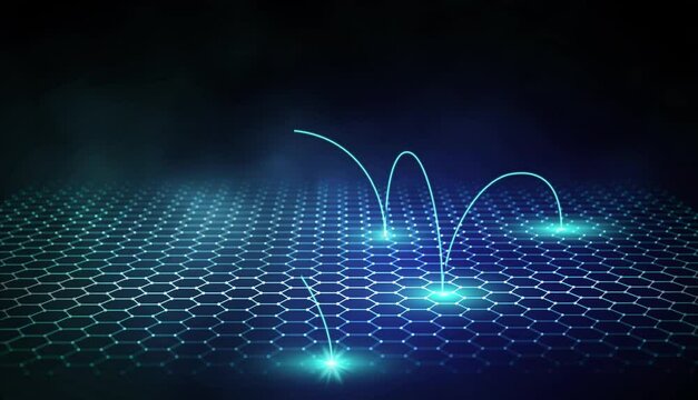 Blue network connection animation concept. Geometric hexagonal blue background 4k seamless loop.