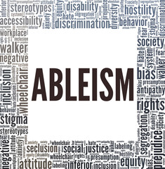 Ableism conceptual vector illustration word cloud isolated on white background.