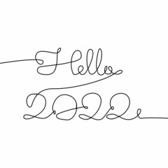 single line art of hello 2022 good for 2022 new year celebrate. line art. illustration.