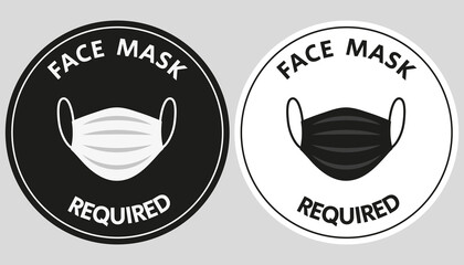 Set of face mask required stickers.