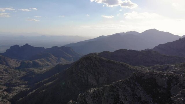 Drone rotates around Mount Lemmon in Tucson, Arizona during golden hour (60fps)