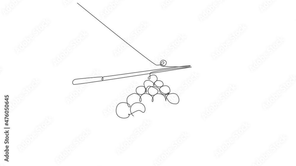 Poster animation of one line drawing of triangle pyramid balls stack for pool billiards game at billiard ro