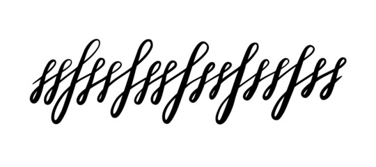 Lettering squiggles and swirls. Hand drawn calligraphic element. Vector illustration in doodle style