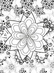 Forest flowers and leaves. Beautiful bouquet. Vector coloring book for adults and children. Hand-drawn illustration. Floral ornament is good for web, print, and stencil