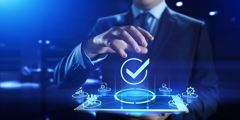 Standards quality control certification business technology concept.