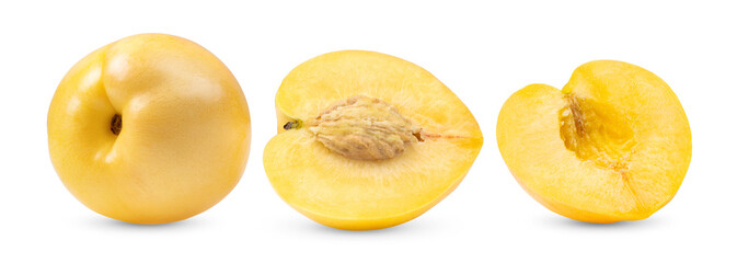 yellow nectarine fruit on white