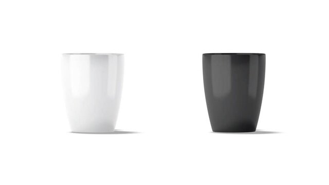 Blank black and white ceramic henley mug mockup, looped rotation