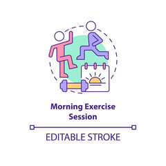 Fototapeta na wymiar Morning exercise session concept icon. Active day beginning abstract idea thin line illustration. Isolated outline drawing. Editable stroke. Roboto-Medium, Myriad Pro-Bold fonts used