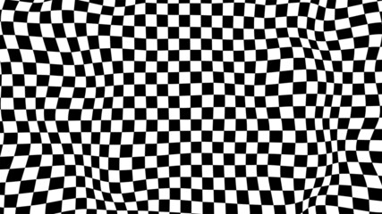 Futuristic checkerboard wave. Abstract vector wave with moving squares. Chess board background.