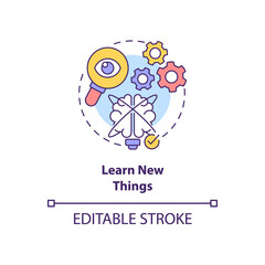 Learn new things concept icon. Brain training. Morning routine abstract idea thin line illustration. Isolated outline drawing. Editable stroke. Roboto-Medium, Myriad Pro-Bold fonts used