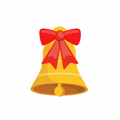 Christmas bell with bow on white background. Christmas concept. Vector stock