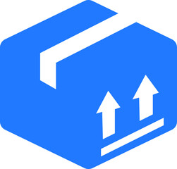 Parcel unboxing icon, product unbox icon blue version