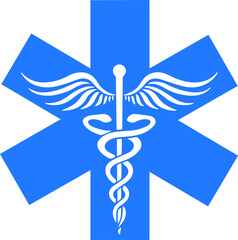 caduceus medical symbol blue version 