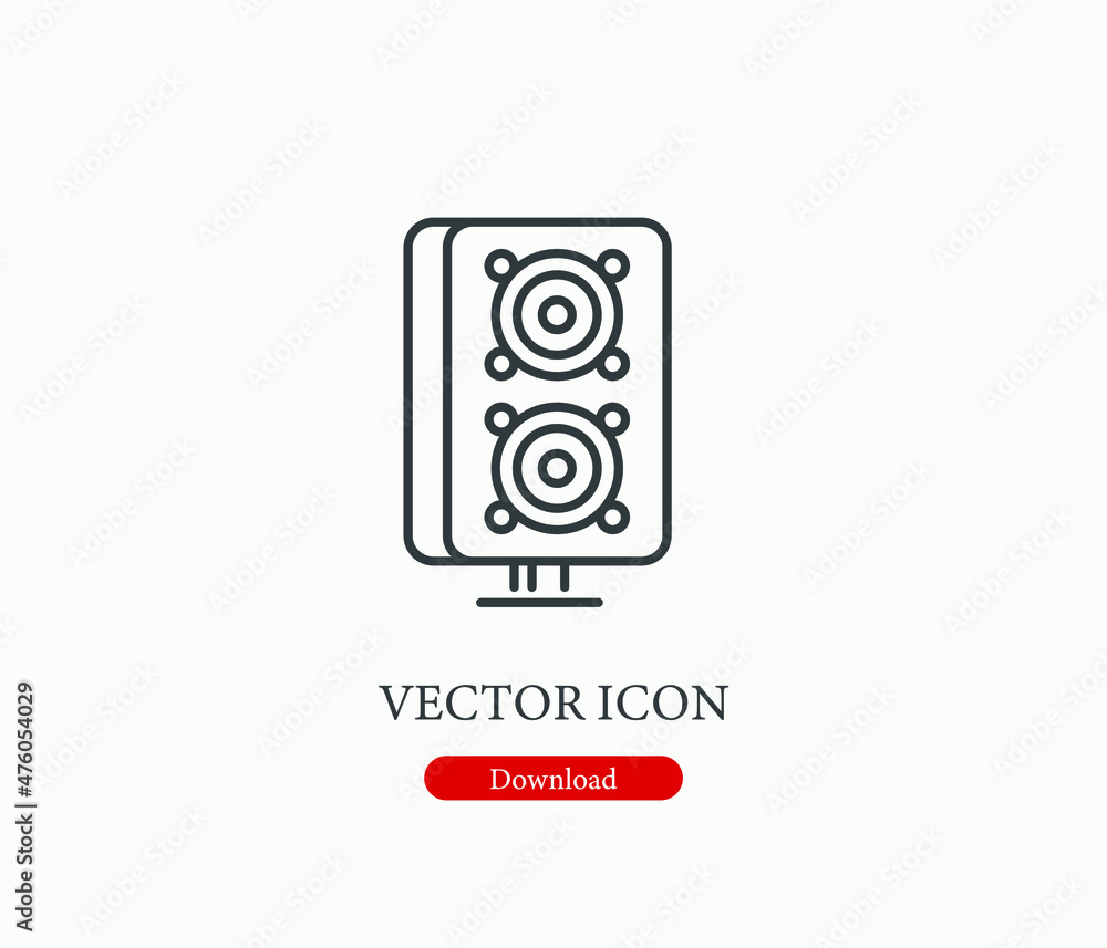 Poster tape recorder vector icon. editable stroke. symbol in line art style for design, presentation, websi