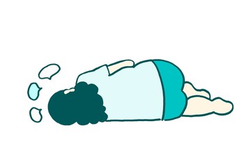 統合失調症　陰性症状で横たわる女性