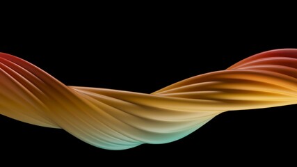 Modern background with twisted multicolored shape. 3d render of extruded deformed in helix.