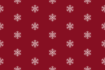 雪の結晶のシームレスパターン背景（赤背景）