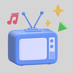 classic tv icon with play symbol entertainment 3d render illustration