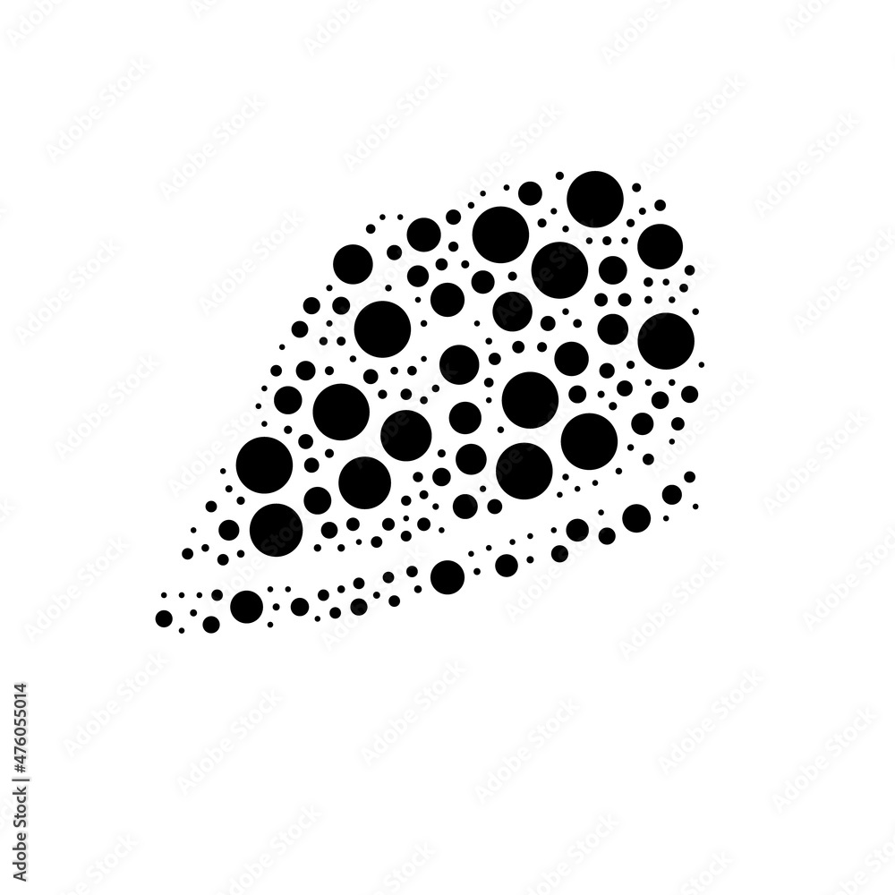 Poster a large iron symbol in the center made in pointillism style. the center symbol is filled with black 