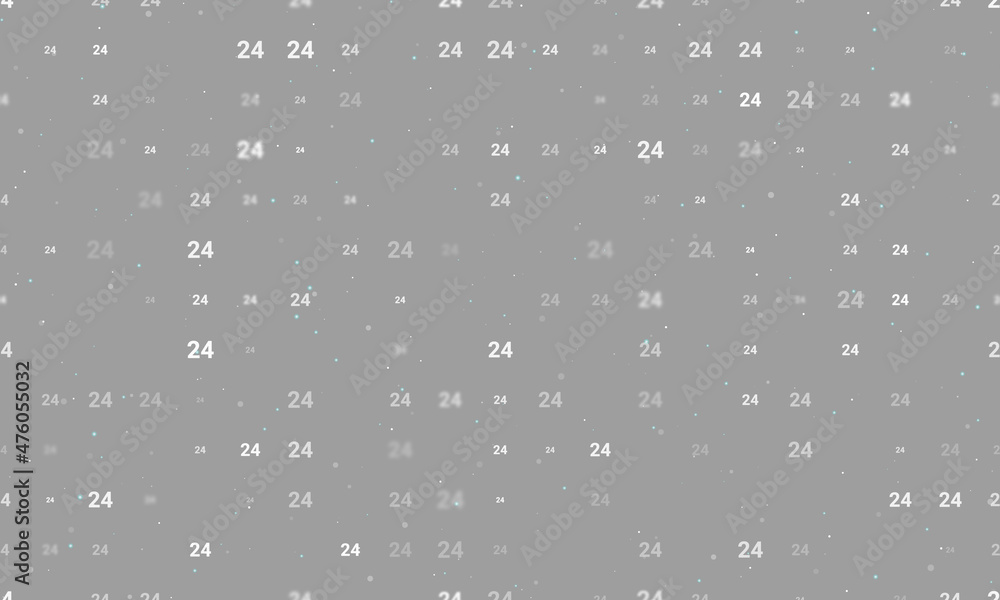 Poster seamless background pattern of evenly spaced white around the clock symbols of different sizes and o