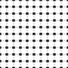 Square seamless background pattern from geometric shapes are different sizes and opacity. The pattern is evenly filled with big black hockey pucks. Vector illustration on white background