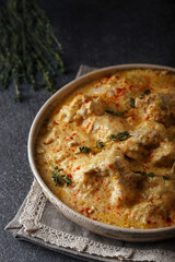 Stew chicken meat with sauce gravy