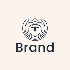 Ancient King Crown line outline logo design
