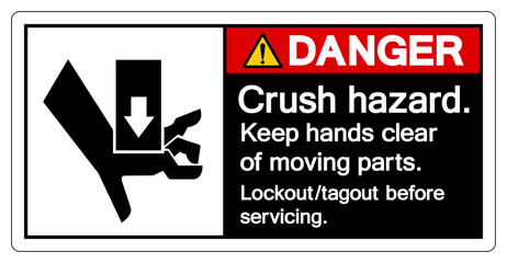 Danger Crush Hazard Keep Hand Clear of Moving Parts Symbol Sign, Vector Illustration, Isolate On White Background Label .EPS10