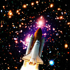 Obraz premium Rocket. Rocket tail. Rocket trace. The elements of this image furnished by NASA.