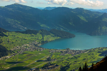 Naklejka na ściany i meble Aerial view on lake luzern, Switzerland, Europe