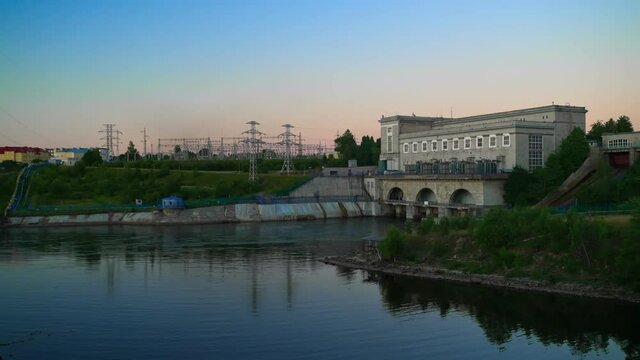 Narva Hydroelectric Station on the Narva River in Russia.