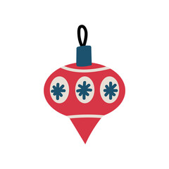 Obraz premium Hand drawn Christmas toy ball. Symbol of Happy New Year, Xmas holiday celebration, winter.