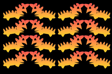 Coppie contrapposte di draghi con sfondo nero