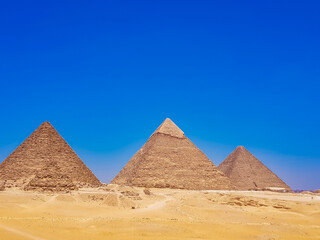 Pyramids at Giza, Egypt, from the plateau to the south of the complex