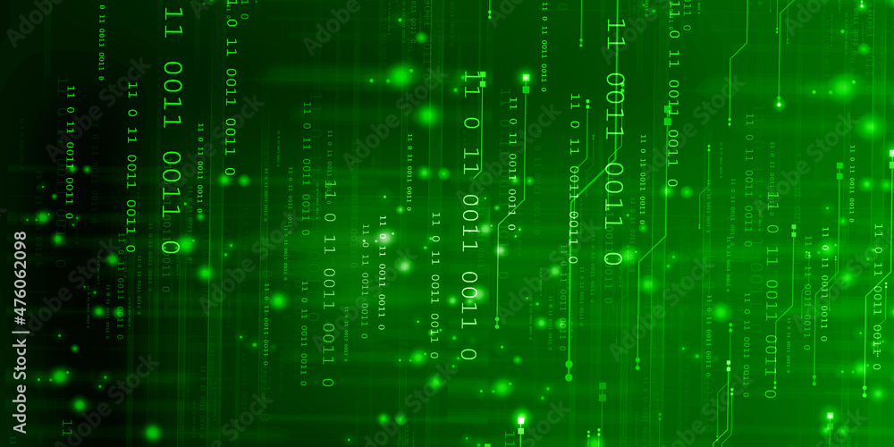 Poster 2d illustration abstract digital binary data on computer screen