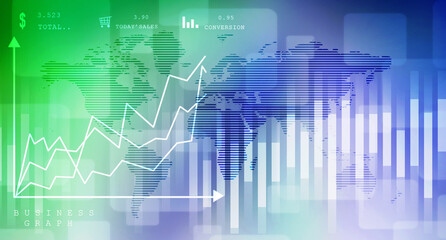 2d rendering Stock market online business concept. business Graph 
