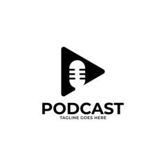 Podcast. Vector flat illustration, icon, logo design on white background.